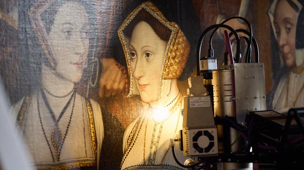 Section of the Thomas More Painting undergoes Macro-XRF, Nostell
